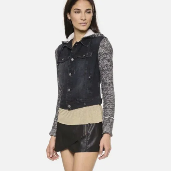 Free People Black and Gray Jean Jacket - Picture 3 of 9